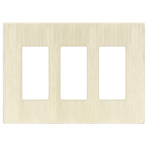 Image of LIDER Decorator Switch Cover, Screwless Wall Plate, Mid-Size 3-Gang 4.88 inch x 6.77 inch, LSWP-33M-BLA, UL Listed, Thermoplastic, Brushed Light Almond, 1-Pack