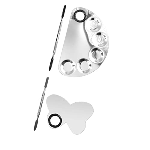 DEARMAMY 2 Juegos Conjunto de Paleta Clavo Sombra Paleta de Maquillaje de Mano Paleta de Mezcla de Metales Paleta de pigmentos para uñas Acero Inoxidable