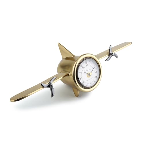 Image of Decor de Maison Brings Handcrafted Jettison Table Clock for KidsRoom, Living Room, Bedroom, Study Table|Classic Non-Ticking Tabletop Battery Operated Analog Desk Clock (Gold)