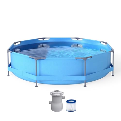 SOARS Piscina Fuori Terra, Piscina da Esterno Rotonda Ø300 X 76 CM, 4383L, Struttura in Metallo, PVC Resistente, con Pompa e Filtro, Blu