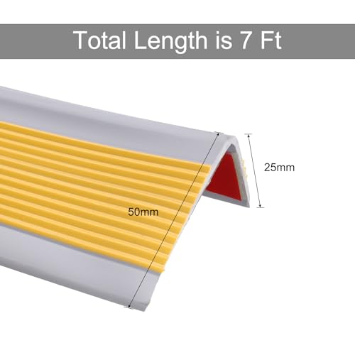 QUARKZMAN Stufenkantenschutz, rutschfeste Treppenkante, selbstklebende Treppenstufenleisten für den Innen- und Außenbereich, Zuhause, Büro, Dunkelgelb (2,2 m)
