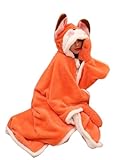 Fox Blanket Hoodie Hooded Cloak Shawl wrap Multifunctional Soft Flannel Warm Sofa Blanket (Fox)