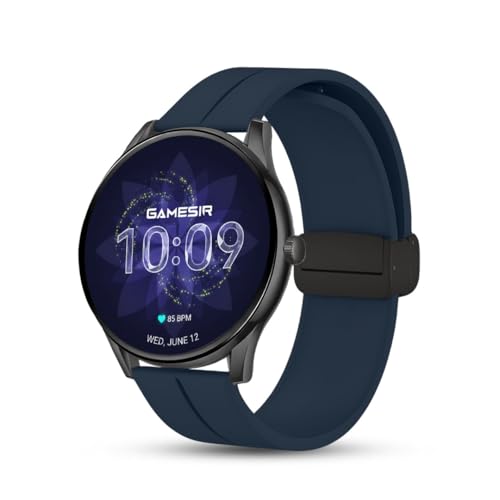 Image of GameSir Glavito Round Dial Smartwatch with 1.49 inch AMOLED Display, 100+ Sports Modes, IP67, Bluetooth Calling, Crown Control, Health Tracking, 100+ Watch Faces, Men & Women (Magnetic Dark Blue)