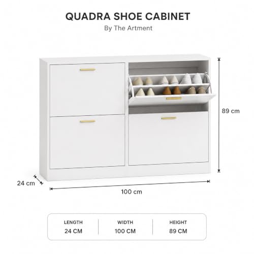 Image of The Artment your artistic apartment Quadra 4 Tier Shoe Rack Organizer Cabinet, Footwear Stand for Entryway, Hall | Space Saving Design | Home Furniture for Home | 20-25 Pairs (Size -60x24x80 CM)