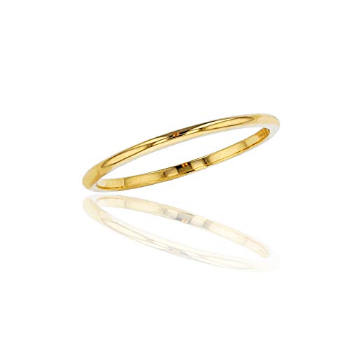DECADENCE 10K or 14K Yellow, White and Rose Gold 1mm Plain Polished Wedding Band, Size 4-12
