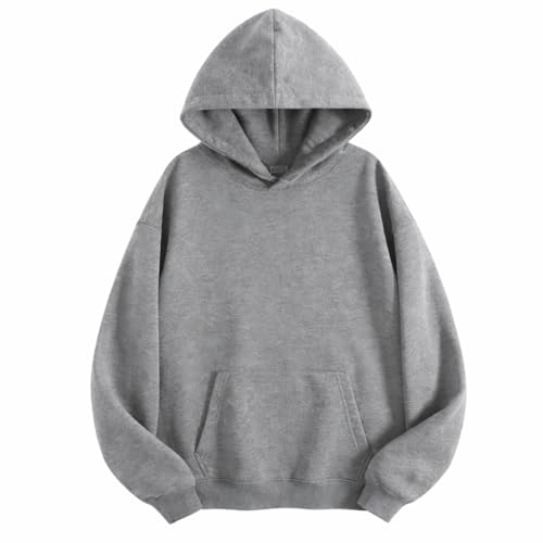 Image of Maydear Men's Pullover Hoodie Casual Long Sleeve Hooded Sweatshirt Basic Fleece Hoodie with Pocket-Grey