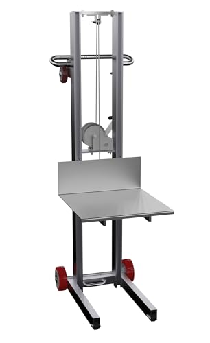 Vestil ALLW-2020-FW Aluminum Lite Load Lift With Winch and Fixed Wheels 20 In. x 20 In. Platform 400 Lb. Capacity Silver