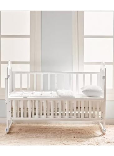 سرير أطفال مع مساحة تخزين 120 × 60 سم من فن مومينت، سرير اطفال للنوم بجانب السرير، سرير اطفال بارتفاع قابل للتعديل، لحديثي الولادة والاطفال الصغار