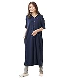 [ニッセン] マタニティウエア・授乳服 ワッフル前開き半袖パジャマ（産前・産後） ネイビー マタニティL