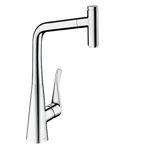 hansgrohe Metris kitchen tap 320 mm high with pull out spray, swivel spout