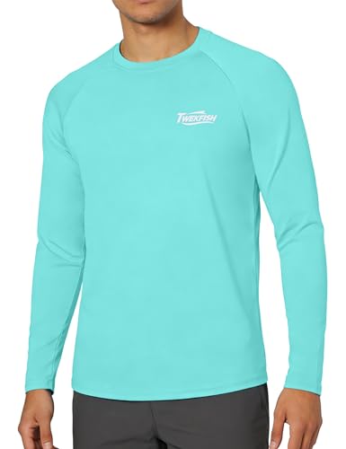 Image of Men's UPF 50+ Sun Fishing Shirt, Long Sleeve UV Protection Tee, Quick Dry Rash Guard for Outdoor Swim Hiking