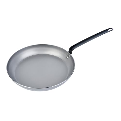 Restaurantware Met Lux 12 Inch Fry Pan, 1 No-Stick Frying Pan - Induction-Ready, Triple-Riveted, Silver Carbon Steel Cooking Skillet, Durable, for Searing, Sauteing, and Browning Food