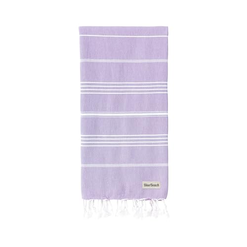 Blue Beach Turkish Towel - Toalla turca grande de 100 x 180 cm, súper absorbente, de secado rápido, sin arena, ligera, compacta para natación, baño, yoga, gimnasio, sauna y viajes (lila)