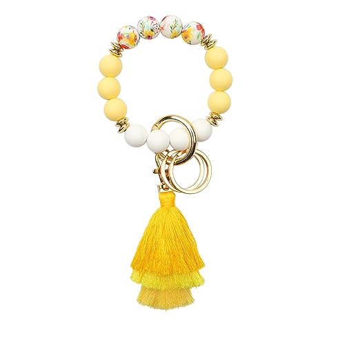 CHUQING Schlüsselanhänger Armband Autoschlüsselanhänger Perlen Schlüsselarmband Schlüsselbund auto Frau Schlüsselkette Silikonperlen Schlüsselband Kurz für Damen Frauen