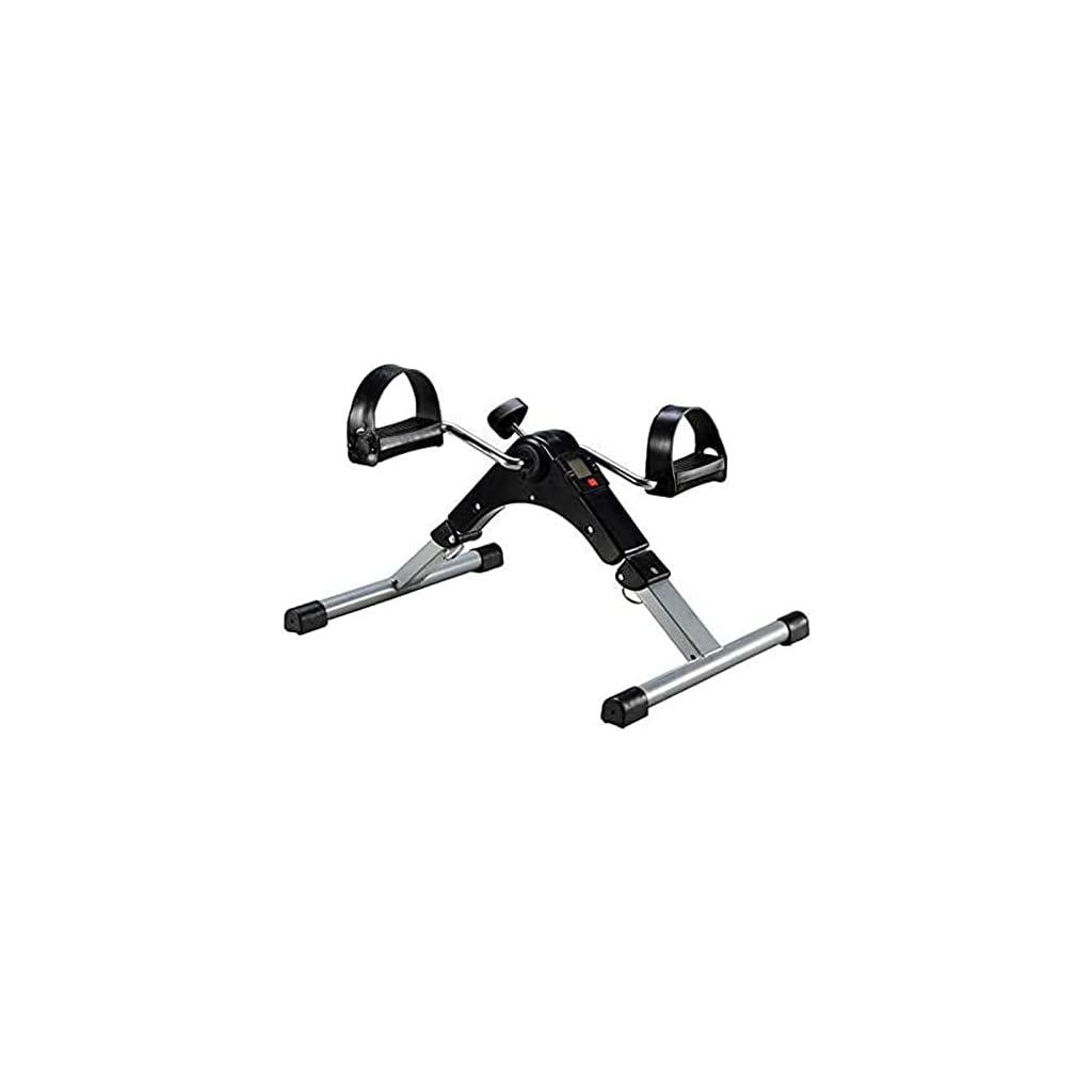 Elektrische pedaalpedaaltrainer Mini-hometrainer, draagbare indoorfitness, zitpedaaltrainer voor arm-/beentraining, draagbare oefening met LCD-scherm, groene mini-hometrainer Stepper (blauw) (zwart