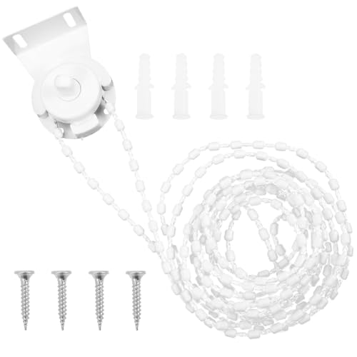 FUOYLOO Rollo Beschläge Satz mit Edelstahl und Kunststoff Praktischer Gardinenbeschläge Kugelkette für Einfache Bedienung und Ersatz von Rollos im Innenbereich