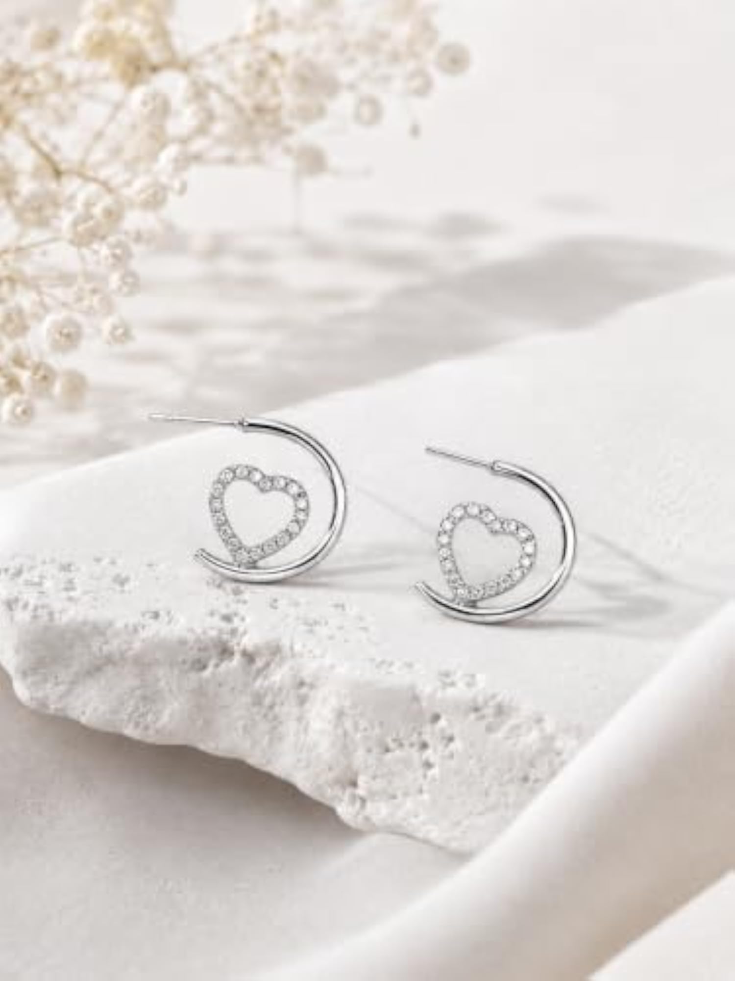 Women's 925 Sterling Silver Crystal Embrace Hoops Earrings