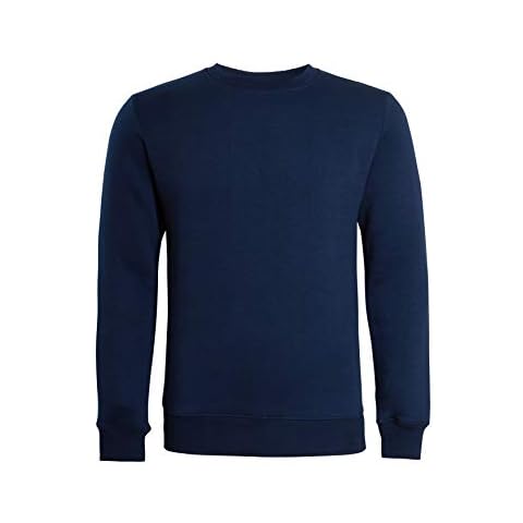 NY Deluxe Edition Men's Plain Sweatshirt Fleece Round Neck Jumper Casual Leisure Top Size S to 5XL (Navy, X-Large) Cover