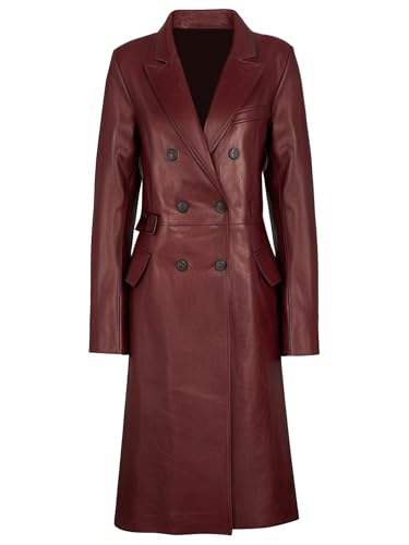 Trench en similicuir bordeaux pour femme coupe-vent et élégant pour la mi-saison