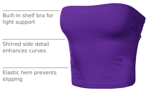 Image of Women's Shapewear Tube Tops Strapless Ruched Built-in Shelf Bra Casual