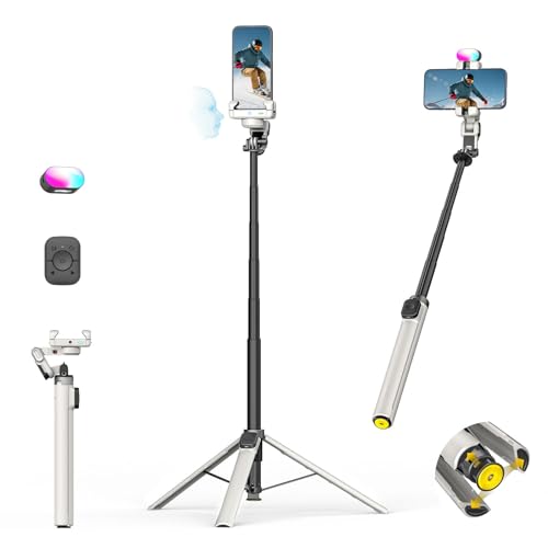 AOCHUAN Gimbal per smartphone 4 in 1 con apertura automatica da 71 pollici per iPhone e Android, stabilizzatore per telefono AI Face Tracking (senza app necessaria) con telecomando magnetico, giunto