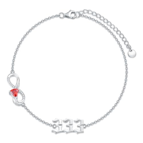 Angel Number Sterling Silver Infinity Bracelet for Women