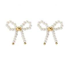 White Pearl Bow Earrings