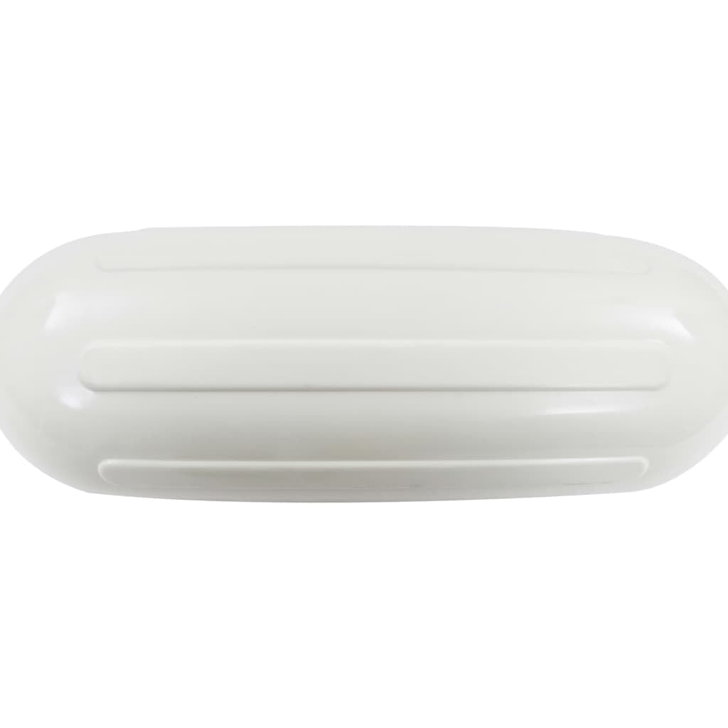Aufblasbare weiße PVC Bootsfender 51x14cm, 4er Set mit Pumpe, glänzend, mit verstärkten Ösen für vertikale oder horizontale Befestigung an Klampen oder Schienen, maximaler Schutz