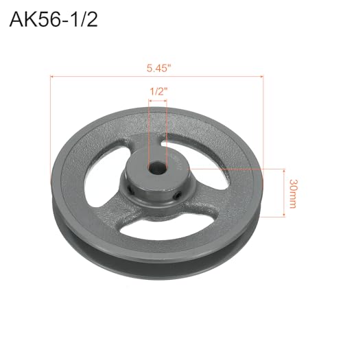 uxcell AK56-1/2 V-Belt Sheave 1/2"Bore 5.45"OD Single Groove Web Sheave Bored-to-Size Sheave, Cast Iron, Belt Section for 4L or A Belt by uxcell - Image 2