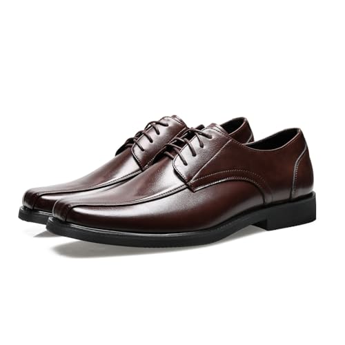 Santimon Men's Formal Leather Dress Shoes Lace-up Business Classic Comfortable Oxfords for Office Wedding Daily Wear Black, Brown, Burgundy2