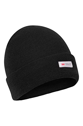 Mountain Warehouse Womens Thinsulate Knitted Beanie - Warm & Cosy, Knitted Cap - Best for Autumn Winter, Outdoors, Hiking & Trekking Black M - L