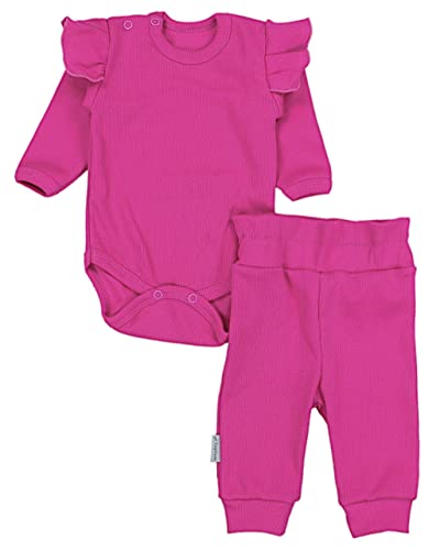 TupTam Ropa de bebé para niña con volantes, Tejido de canalé / Fucsia Oscuro, 80