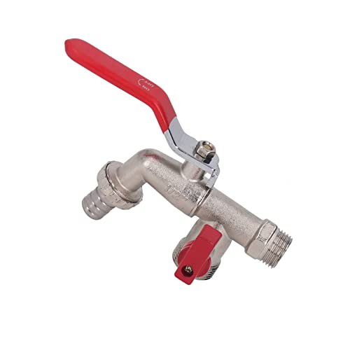 Garden Tap, Double Outlet Garden Outdoor Tap Ball Valve Faucet, 3/4in Inlet 1/2in 3/4in Outlet Water Faucet - Image 4