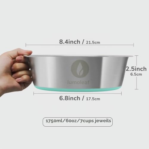 LumoLeaf Hundenapf Edelstahl Groß φ22cm, 2 x 1750 ml Futternapf mit rutschfestem Silikonboden, Metall Wassernapf für Grosse, mittelgroße Hunde, Fressnapf Hund Spülmaschinenfest (Doppel Hundenapf)
