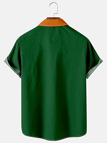 QIVICIMA Boys St Patricks Day Shirts Short Sleeve Clover Button Down Shirts Green Shamrock Casual Shirts3