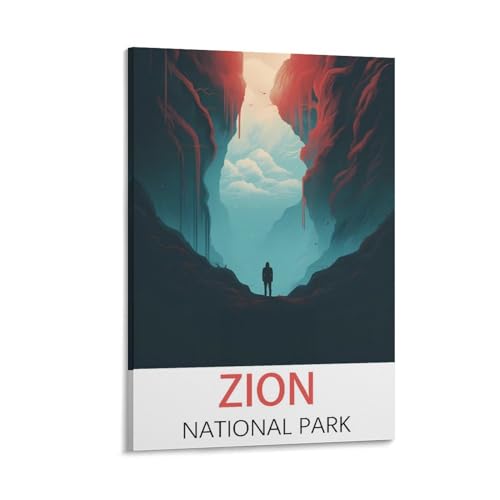 Poster Zion parc national sur toile 60x90cm pour décoration murale