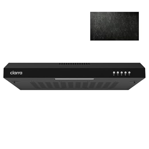 CIARRA CBCB6903 Hotte Aspirante 60cm Encastrable - Evacuation& Recyclage- Filtre Charbon CBCF001 Incluant - Hotte Casquette - LED Eclairage - Noir