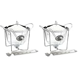 APS 65065 Feuerzangenbowle Set, Zuckerzange, Feuerzange, Punschgefäß, Glasschale, Edelstahldeckel, hochglanzpoliert, Stövchen, verchromt, Schöpfkelle, für ca. 4 Liter (Packung mit 2)