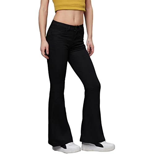 Image of KOTTY Flare Bottom Jeans for Women - Stylish Slim Fit with Bell Shape Leg