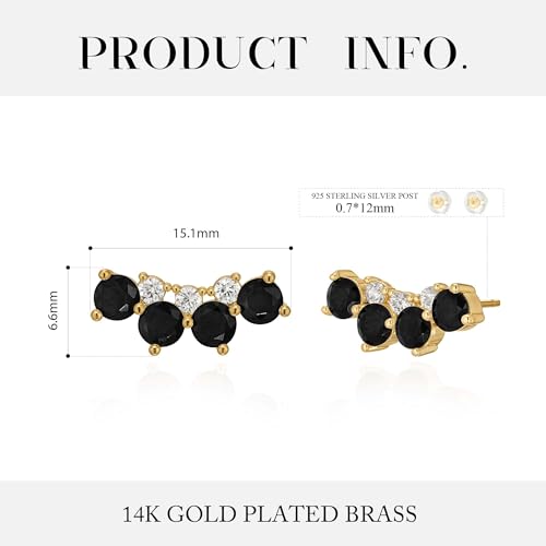 14K Gold Plated 925 Silver Post Gold Stud Earrings for Women Dainty Cubic Zirconia Studs Small Lightweight Trendy Jewelry Gift4