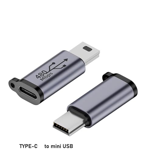 Image of ETZIN USB C to Mini USB Adapter, Type C Female to Mini USB 2.0 Male Convert Connector Support Charge & Data Sync Compatible GoPro Hero 3+, MP3 Players, Dash Cam, Digital Camera,etc-EPL-1174TC