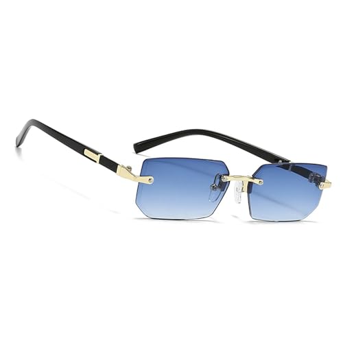 MEGAVOW Gafas de Sol Sin Montura Rectangulares, Retro Vintage Lentes Cuadrados, Protección UV, Cuadradas de Moda para Mujer Hombre, Gafa Lente Tintadas