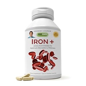 Andrew Lessman Iron Plus 360 Capsules – 18mg Iron, 100% Pure Amino Acid Chelated Iron (Glycinate & Aspartate), Plus Vitamin C for Increased Absorption, Small, Easy to Swallow Capsules, No Additives