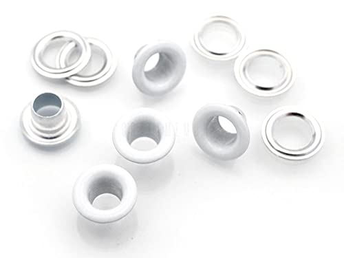 Craftmemore 100Pack 3/16" Id Colored Eyelets Grommets With Washers 5Mm Aluminium Eyelet For Diy Craft, Shoes, Bead Cores, Clothes, Leather, Canvas (White) #TOP1
