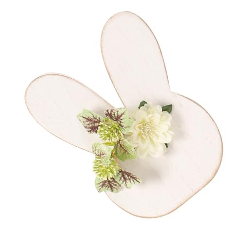 Figurine Lapins en Bois en Bois avec Fleurs Table Centrales À Bowknot des Décors Table pour Les Fermes Décoration Maison