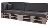 sunnypillow Palettenkissen mit abnehmbarem Bezug Kaltschaum Palettenauflage Palettenpolster Palettensofa Sitzkissen Rückenlehne Indoor Outdoor 6er Set 120 x 80 Anthrazit