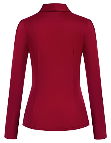 Belle Poque Retro Long Sleeves Blouse V-Neck Decoration Buttons Pullover Sweaters Knitted Blouse Wine Red #TOP1