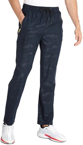 Image of Men's Elastic Waist Hiking Pants Water Resistant Quick-Dry Lightweight Outdoor Sweatpants with Zipper Pockets