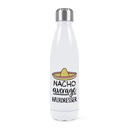 Nacho Estándar Peluquería Doble Pared Agua Botella Aislado Acero Inoxidable SPORTS Bebidas 500ml Blanco