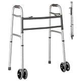 Medline Heavy-Duty Bariatric Folding Walker with 5” Wheels and Durable Handles, 500 lb. Weight Capacity
